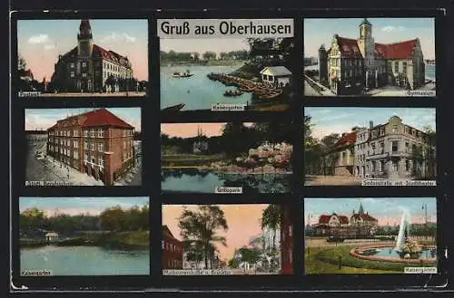 AK Oberhausen / Rhld., Städtische Berufsschule, Kaisergarten, Gymnasium