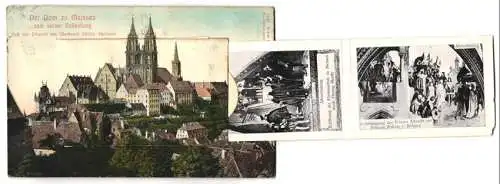 Leporello-AK Meissen, Dom, Albrechtsburg, Markt