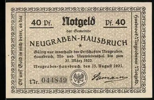 Notgeld Neugraben-Hausbruch 1921, 40 Pfennig, Pfadfinder am Wegweiser zur Wandervogel-Herberge