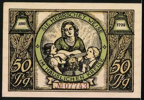 Notgeld Rudolstadt 1922, 50 Pfennig, Geburtshaus Charlotte v. Lengefelds