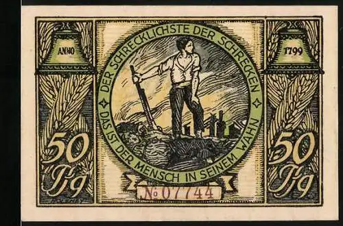 Notgeld Rudolstadt 1922, 50 Pfennig, Erste Begegnung Schillers und Goethes