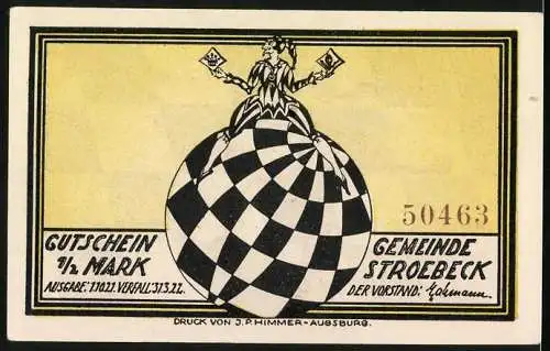 Notgeld Stroebeck 1922, 1 /2 Mark, Auch eine Schach-Partie