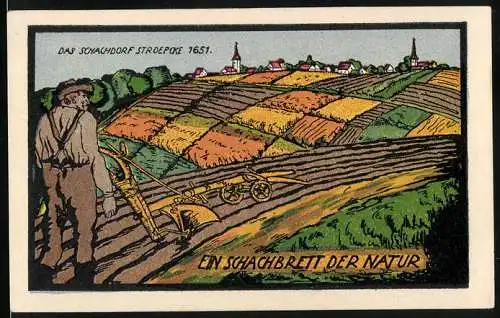 Notgeld Stroebeck 1922, 1 /2 Mark, Ein Schachbrett der Natur 1651