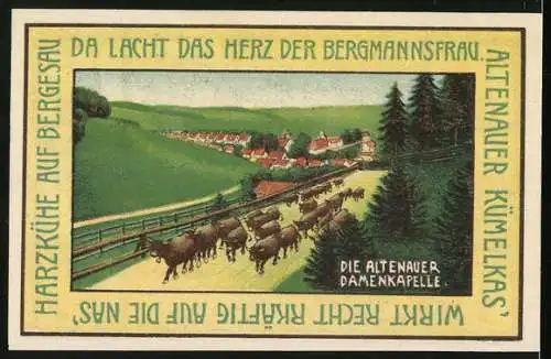 Notgeld Altenau a. Harz 1921, 75 Pfennig, Klatschweiber, Skifahrer