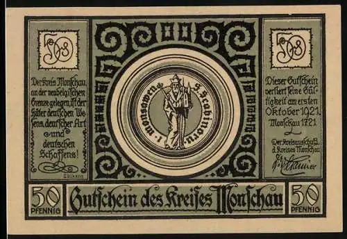 Notgeld Monschau 1921, 50 Pfennig, Ortspartie, Heiliger