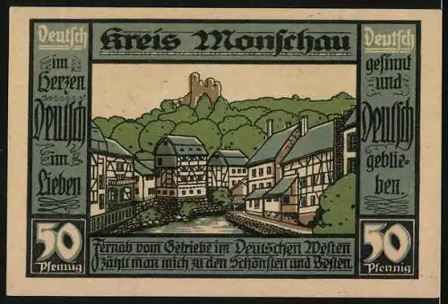 Notgeld Monschau 1921, 50 Pfennig, Ortspartie, Heiliger