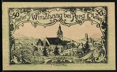 Notgeld Windhaag bei Perg 1920, 50 Heller, Schloss Windhaag im 17. Jahrh.