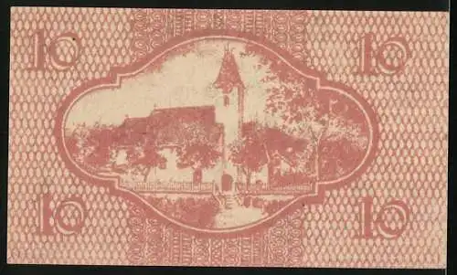 Notgeld Ernsthofen 1920, 10 Heller, Wappen und Kirche