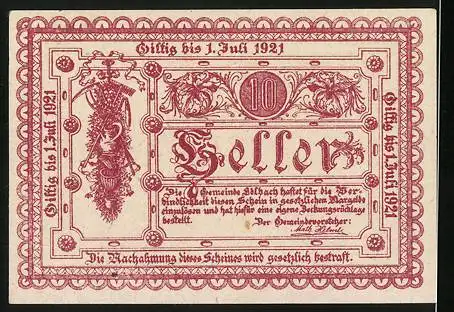 Notgeld Edlbach 1921, 10 Heller, Wappen, Gedicht