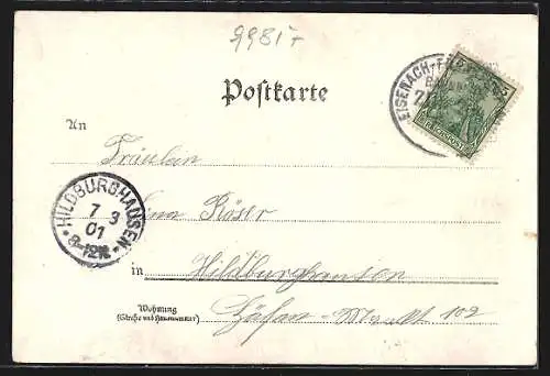 Lithographie Wartburg, Gesamtansicht, Restauration