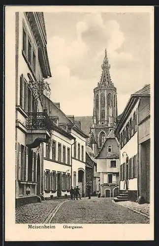 AK Meisenheim, Strasse Obergasse mit Kirche