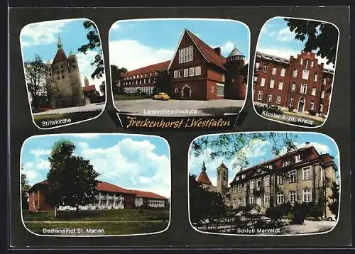 AK Freckenhorst / Westfalen, Landvolkhochschule, Kloster z. Hl. Kreuz, Stiftskirche, Schloss Merveldt