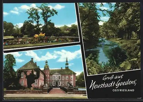 AK Neustadtgödens, Schloss, Park- und Flussidylle