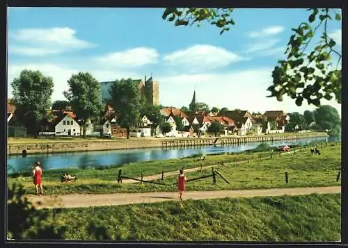 AK Verden / Aller, Totale mit Fluss