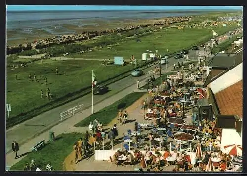 AK Sahlenburg / Nordseebad, Panorama mit Strand und Promenade