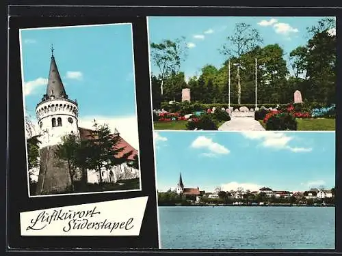 AK Süderstapel / Eider, Kirche, Ehrenmal im Park, Teilansicht der Ortschaft