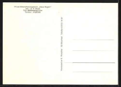 AK Schömberg / Calw, Privat-Altenerholungsheim Haus Rügen