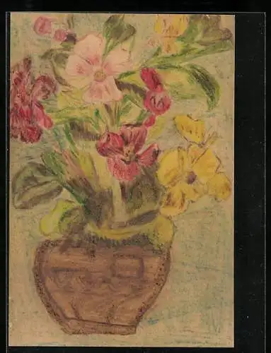 Künstler-AK Handgemalt: Blumen in einer Vase