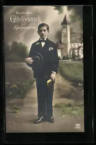 AK Junge im Anzug zur Konfirmation