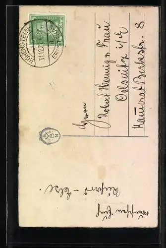 AK Kinder mit Kleeblatt-Sträussen zu Neujahr im Schnee