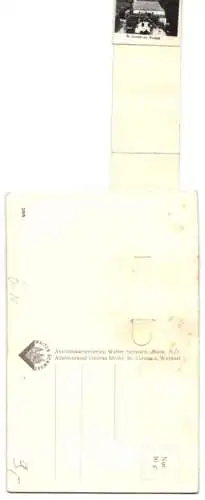 Leporello-AK St. Corona a. W., Ansichten hinter der Tasche, Altar der Kirche, Kirchberg am Wechsel, Hermannshöhle