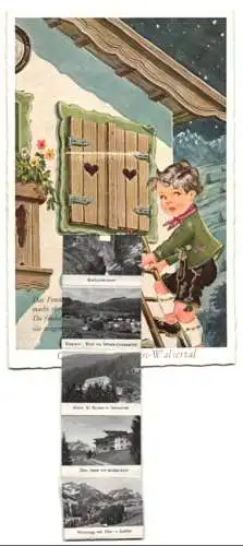 Leporello-AK Mittelberg /Klein-Walsertal, Ansichten hinterm Fenster, Breitachklamm, Ifen-Hotel mit Widderstein