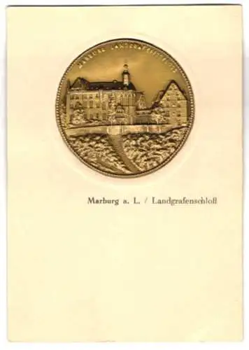 Blech-AK Marburg a. L., Darstellung vom Landgrafenschloss