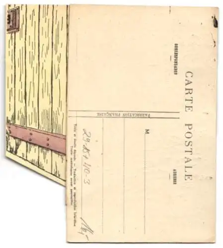 Mechanische-AK Dame beim Toilettengang
