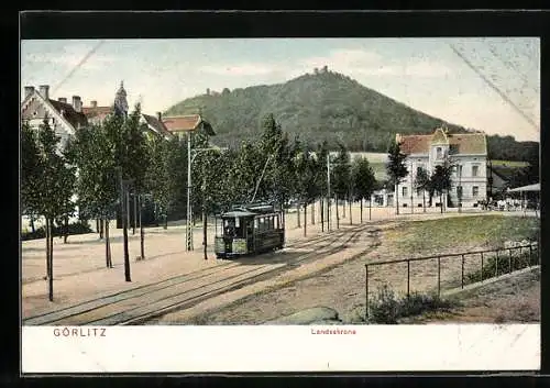 AK Görlitz, Landskrone, Strassenbahn