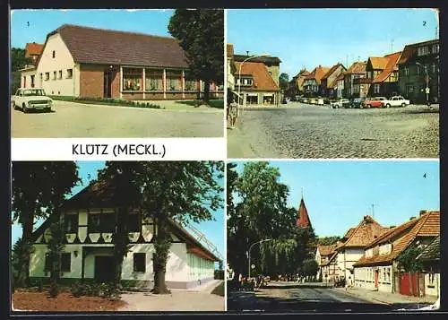 AK Klütz, Wismarsche Strasse, HOG Klützer Eck, Markt, Ferienheim des VEB DEFA Kopierwerke Berlin