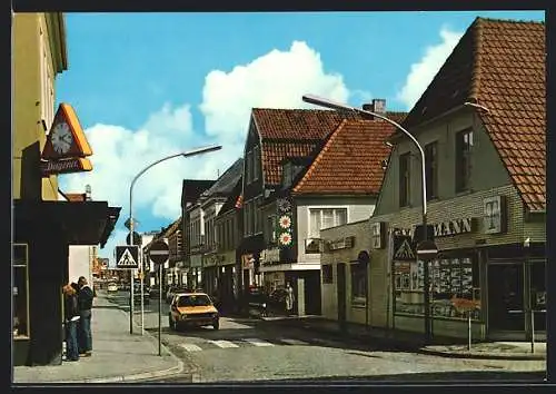 AK Brake an der Unterweser, Breite Strasse mit Geschäften