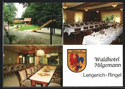 AK Lengerich-Ringel, Waldhotel Hilgemann Fam. Schröder, mit Spielplatz, Wappen