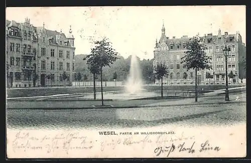 AK Wesel / Rhein, Strassenpartie am Willibrordiplatz