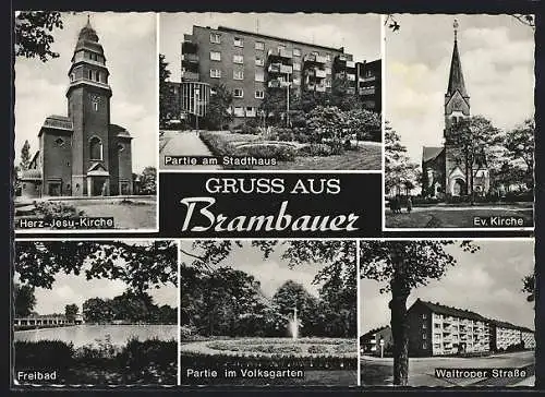 AK Brambauer, Waltroper Strasse, Partie im Volksgarten, Freibad