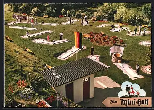AK Schwalefeld, Mini-Golfplatz aus der Vogelschau