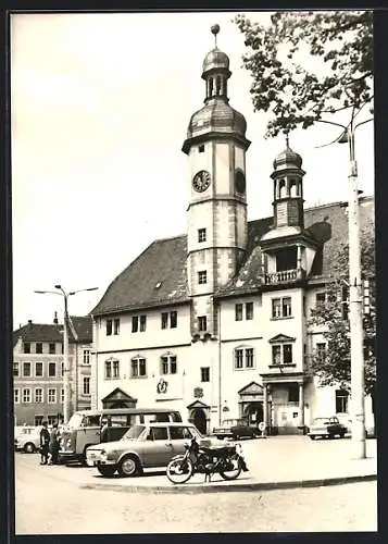 AK Eisenberg /Thür., Rathaus am Markt mit Autos
