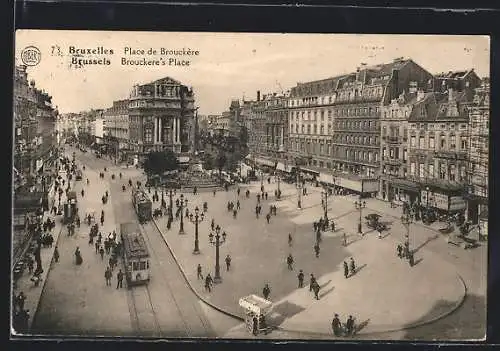 AK Bruxelles, Place de Brouckere, Strassenbahn