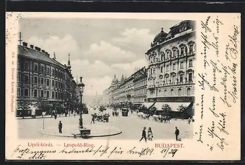 AK Budapest, Leopold-Ring mit Strassenbahn