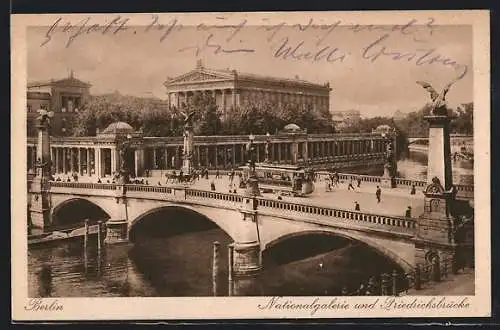 AK Berlin, Friedrichsbrücke und Nationalgalerie