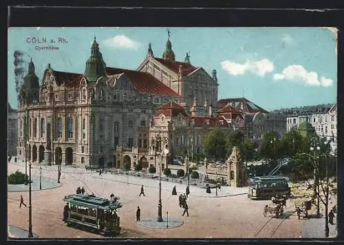 AK Köln, Opernhaus, Strassenbahn