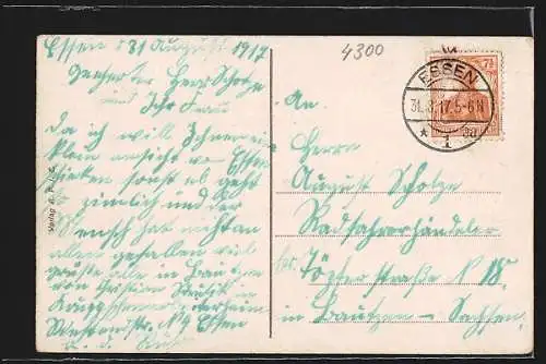 AK Essen, Handelshof mit Strassenbahn