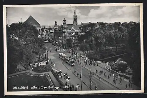 AK Düsseldorf, Albert Leo Schlageter-Platz mit Strassenbahn