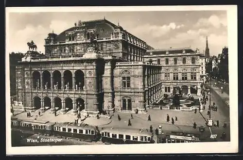 AK Wien, Strassenbahn an der Staatsoper