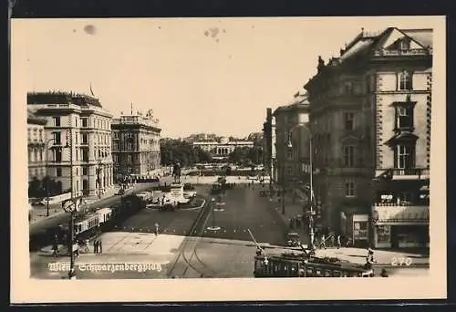 AK Wien, Schwarzenbergplatz mit Strassenbahn