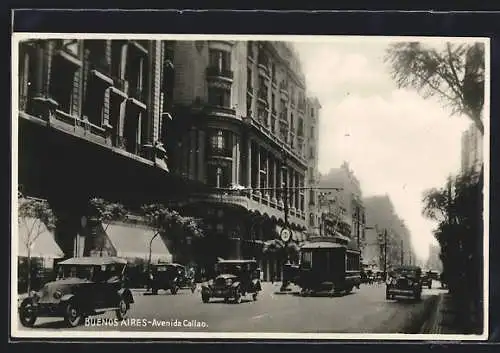 AK Buenos Aires, Avenida Callao, Strassenbahn