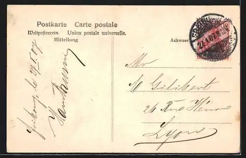 AK Freiburg i. Br., Kaiserbrücke mit Strassenbahn