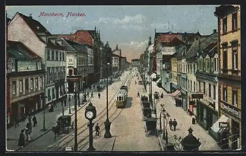 AK Mannheim, Planken m. Strassenbahn