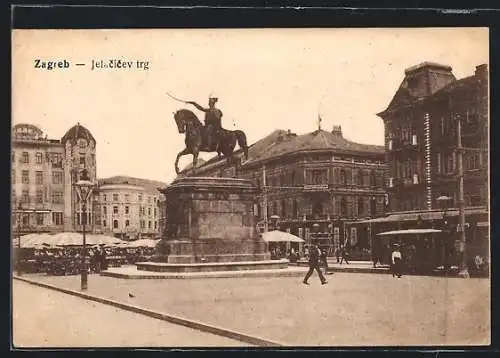 AK Zagreb, Jelacicev trg, Strassenbahn