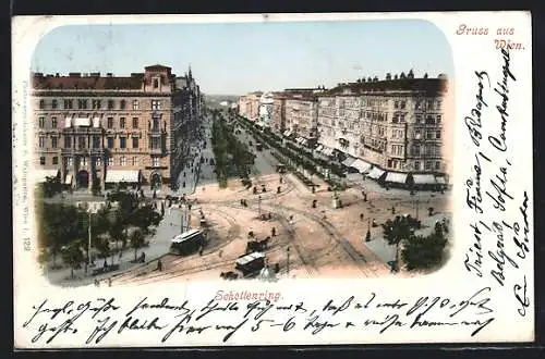 AK Wien, Schottenring mit Strassenbahn
