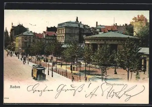 AK Aachen, Strassenbahn vor dem Elisenbrunnen